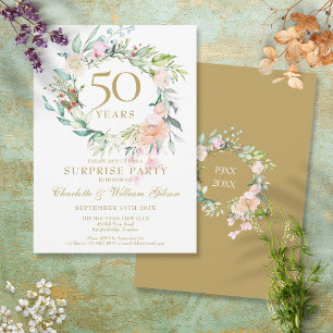 Surprise Party 50th Wedding Anniversary Floral Invitation