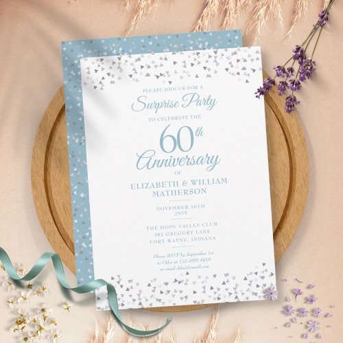 Surprise Party 60th Anniversary Love Hearts Invitation