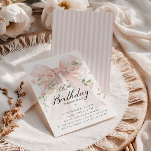 SURPRISE PARTY 60th Birthday Elegant Pink Floral Invitation