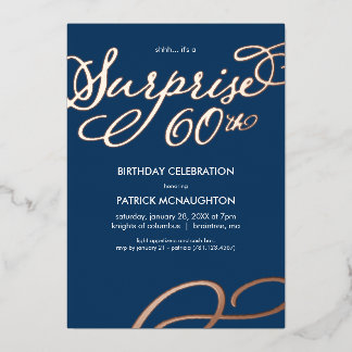 Surprise Party 60th Birthday Gold Foil Invitation