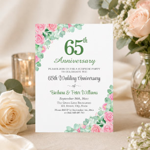 Surprise Party 65th Wedding Anniversary Roses Invitation