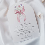 SURPRISE PARTY 70th Birthday Bow Wildflower Arch Invitation<br><div class="desc">A feminine pink coquette bow is decorated with small pink and purple wildflowers.</div>