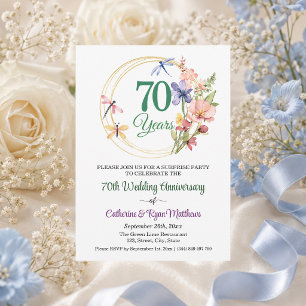 Surprise Party 70th Wedding Anniversary Floral Invitation