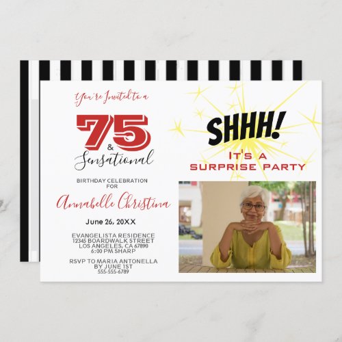 SURPRISE PARTY 75  SENSATIONAL 75th Birthday Invitation