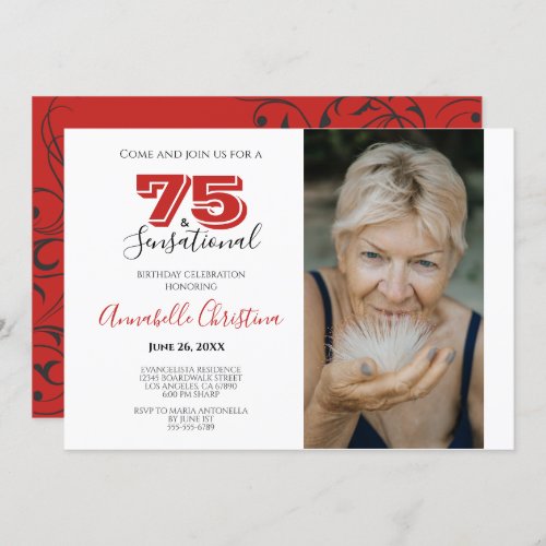 SURPRISE PARTY 75th Birthday 75  SENSATIONAL Invitation