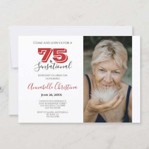 SURPRISE PARTY 75th Birthday 75 & SENSATIONAL Invitation | Zazzle