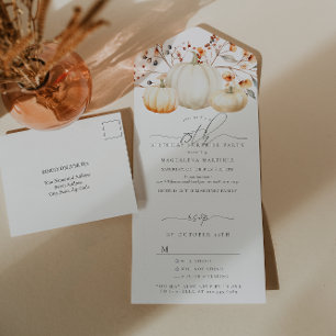 SURPRISE PARTY 75th Birthday Pumpkin Fall Leaves All In One Invitation
