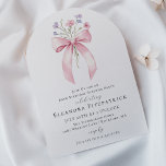 SURPRISE PARTY 80th Birthday Bow Wildflower Arch Invitation<br><div class="desc">A feminine pink coquette bow is decorated with small pink and purple wildflowers.</div>