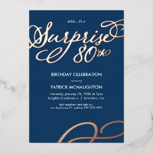 Surprise Party 80th Birthday Gold Foil Invitation
