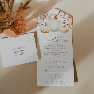 SURPRISE PARTY 80th Birthday Pumpkin Fall Leaves All In One Invitation