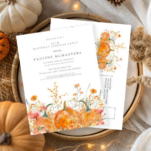 SURPRISE PARTY 95th Birthday Pumpkin Wildflower Invitation Postcard