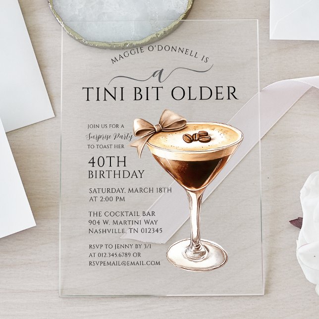 SURPRISE PARTY A Tini Bit Older Martini 40th Acrylic Invitations (Creator Uploaded)