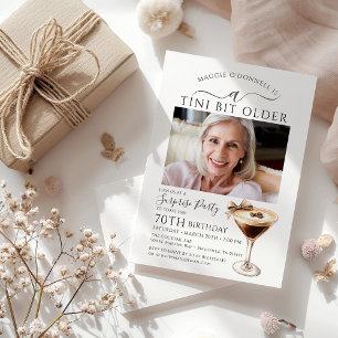 SURPRISE PARTY A Tini Bit Older Martini 70th Invitation