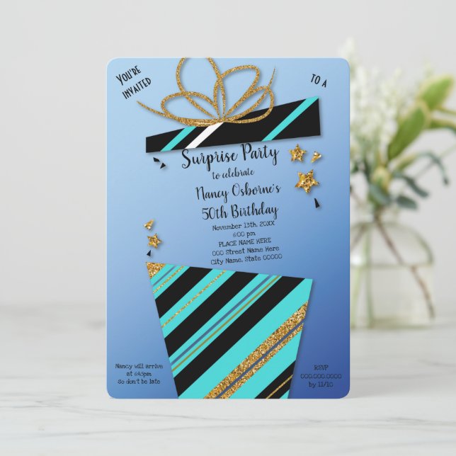 Surprise Party Birthday Invitation (Standing Front)