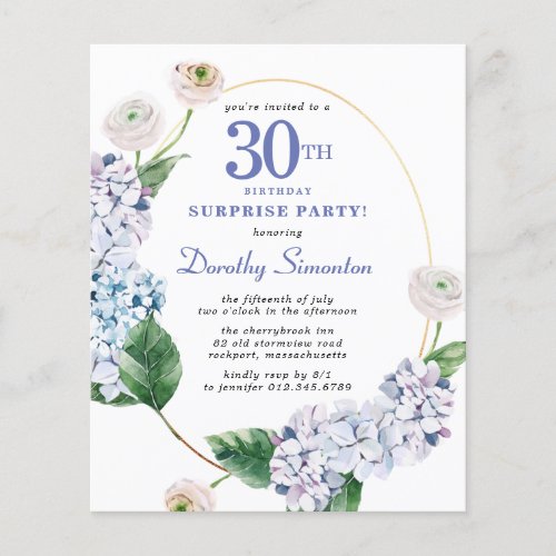 Surprise Party Budget 30th Birthday Invitation