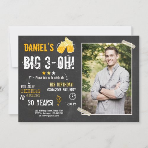 Surprise Party Cheers and beers birthday 30th Men Invitation