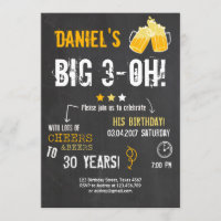 30th Birthday Party Invitations Age 30 Male Mens Female Womens Pack 20 Invites 