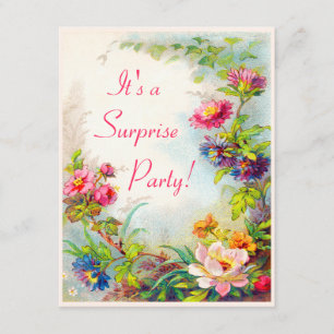 Surprise Party Dahlias Peonies Victorian Garden Invitation