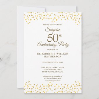 Surprise Party Golden 50th Wedding Anniversary Invitation | Zazzle