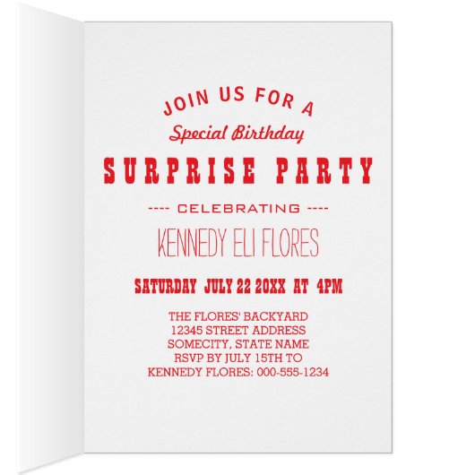 surprise party invitation (Inside (Right))