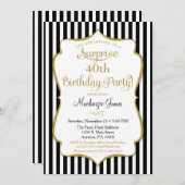 Surprise Party Invitation Black Gold Elegant Adult (Front/Back)