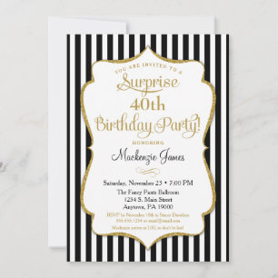 Surprise Party Invitation Black Gold Elegant Adult