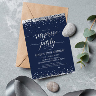 Surprise Party Invitation - Elegant Silver Invite