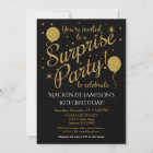 Surprise Party Invitation Gold Balloon Birthday