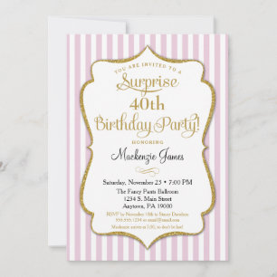 Surprise Party Invitation Pink Gold Elegant