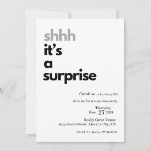 Surprise Party Invitation Template Minimalist Card