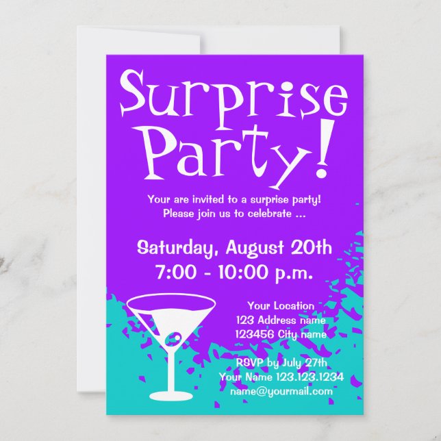 Surprise party invitations | Custom invites (Front)