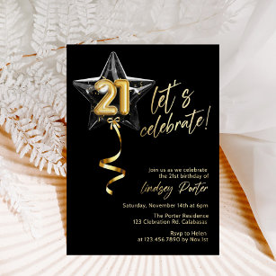 Surprise Party, Let's Celebrate,21, Twenty One Invitation