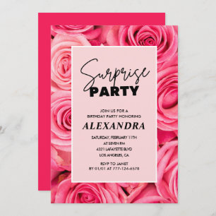 Surprise party Pink Floral 64th birthday Invitation