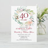 Surprise Party Roses Garland 40th Anniversary Invitation (Standing Front)