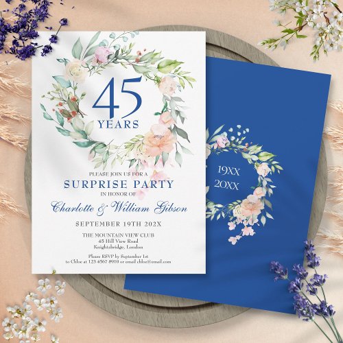 Surprise Party Roses Garland 45th 65th Anniversary Invitation