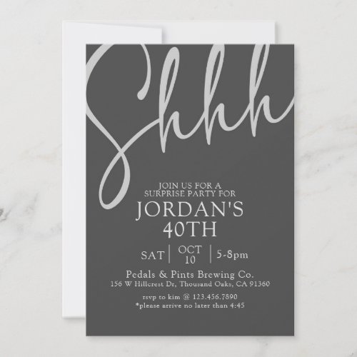 Surprise Party Surprise Birthday invitation Shh Invitation