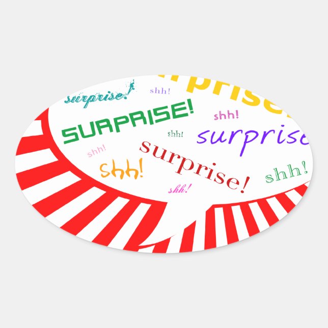 surprise party talking bubble oval sticker (Front)