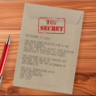 Surprise Party Top Secret Special Agent Spy Invitation