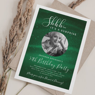 SURPRISE Photo 50th Birthday Party Green Glam  Invitation