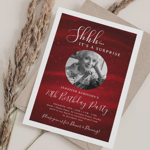 SURPRISE Photo 70th Birthday Party Red Glam  Invitation