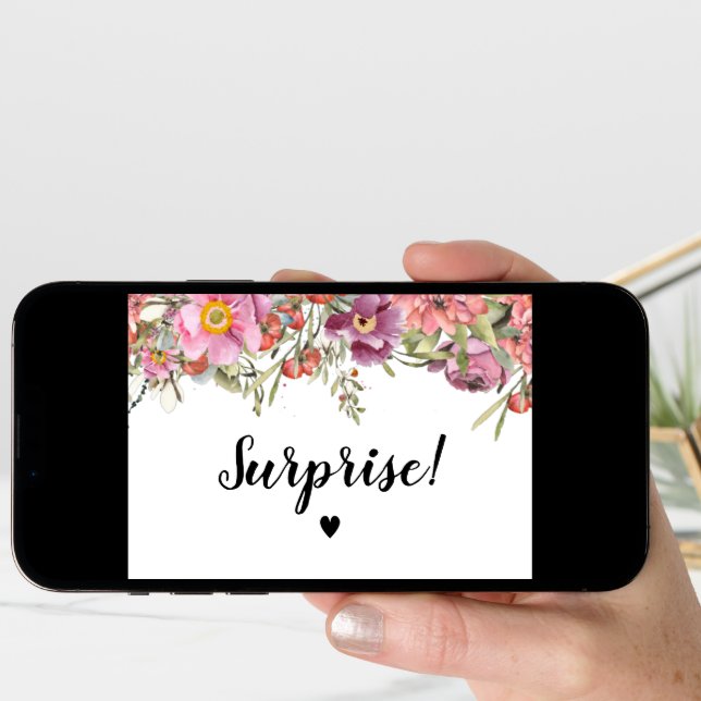 Surprise Pregnancy Announcement Floral Watercolor (Front Digital)