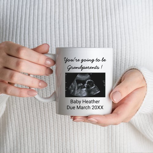 Surprise Pregnancy Reveal Sonogram Grandparents Mug