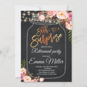 Surprise Retirement Party, Boho Floral Retirement Invitation