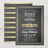 Surprise Retirement Party Chalkboard Black & Gold