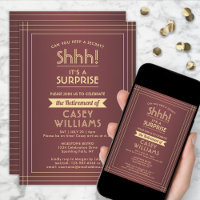 Surprise Retirement Party Elegant Burgundy & Gold
