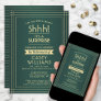 Surprise Retirement Party Elegant Green and Gold Invitation