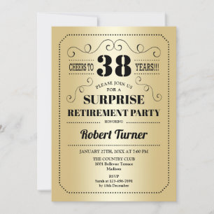 Surprise Retirement Party - Gold Black Invitation
