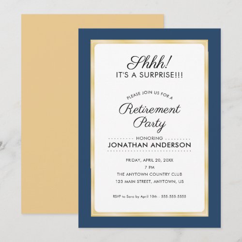 Surprise Retirement Party | Navy Blue and Gold