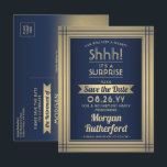 Surprise Retirement Party Navy Gold Save the Date Announcement Postcard<br><div class="desc">Can you keep a secret? Invite colleagues, coworkers, family and friends to an elegant and exciting surprise retirement celebration with custom navy blue and faux gold foil save the date postcard party invitations. All wording on this template is simple to personalize, including message that reads "Shhh! It's a SURPRISE." The...</div>