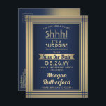 Surprise Retirement Party Navy Gold Save the Date Announcement Postcard<br><div class="desc">Can you keep a secret? Invite colleagues, coworkers, family and friends to an elegant and exciting surprise retirement celebration with custom navy blue and faux gold foil save the date postcard party invitations. All wording on this template is simple to personalize, including message that reads "Shhh! It's a SURPRISE." The...</div>